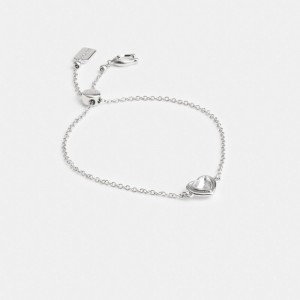 Coach Halo Heart Slider Bracelet Kadın Takı Gümüş | 07268LDTG