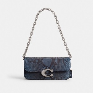 Coach Idol Bag 23 In Python Kadın Omuz Çantası Gümüş Mavi | 29146IKTY