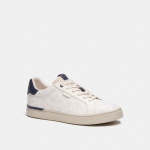 Coach Lowline Low Top Sneaker In Signature Canvas Erkek Spor Ayakkabı Koyu Mavi | 50217ITUQ