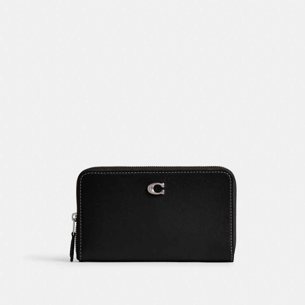 Coach Essential Medium Zip Around Wallet Kadın Büyük Cüzdan Gümüş Siyah | 23501RALZ