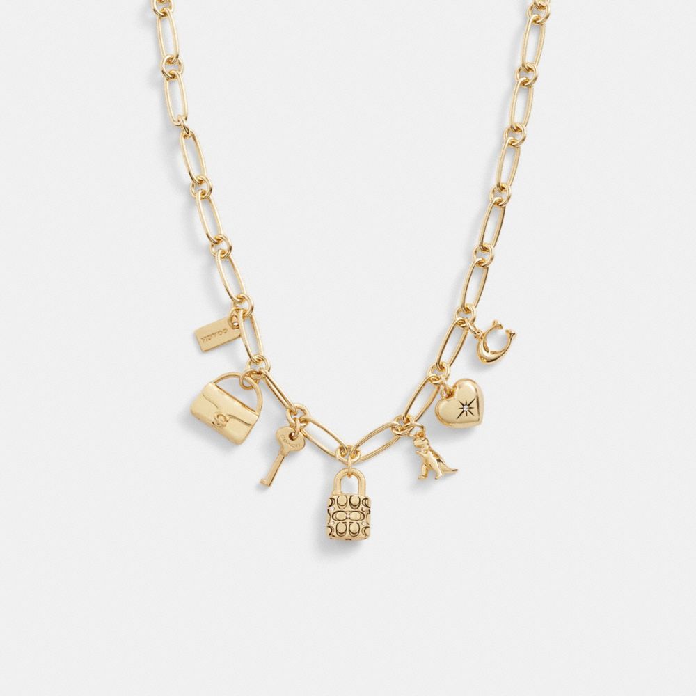 Coach Iconic Charm Chain Necklace Kadın Takı Altın | 78591PNXD